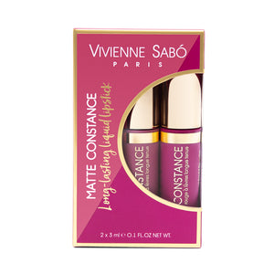 matte lipstick long lasting Matte Constance duo Vivienne Sabo| Shades 30 (pale pink nude) & 37 (marsala)